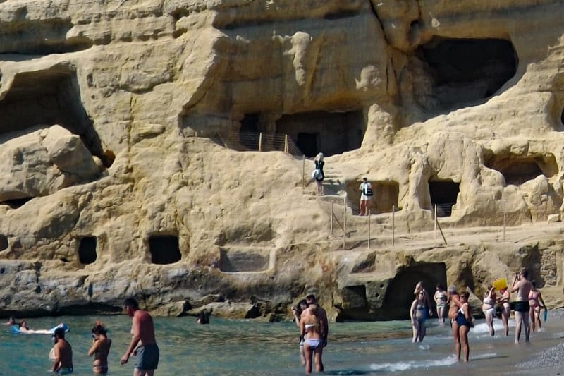 The caves at the beach of Matala, Crete