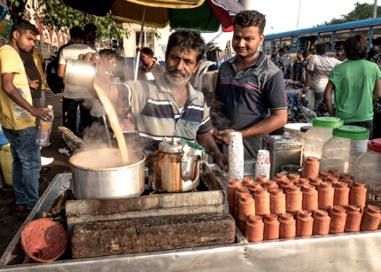 A chai seller in Kolkata, India