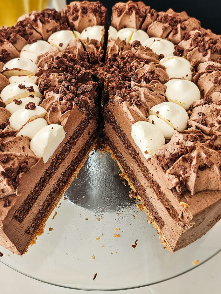 Chocolate cake on a dish